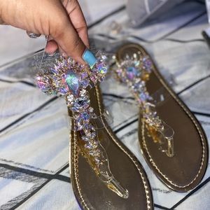 Gold embellished fashion nova sandals